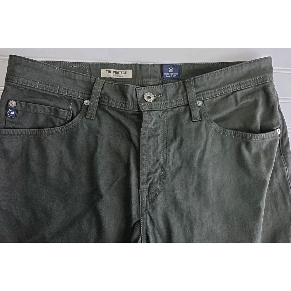 AG Adriano Goldschmied The Protege Straight Leg Pants 33x29 Green Cotton Stretch